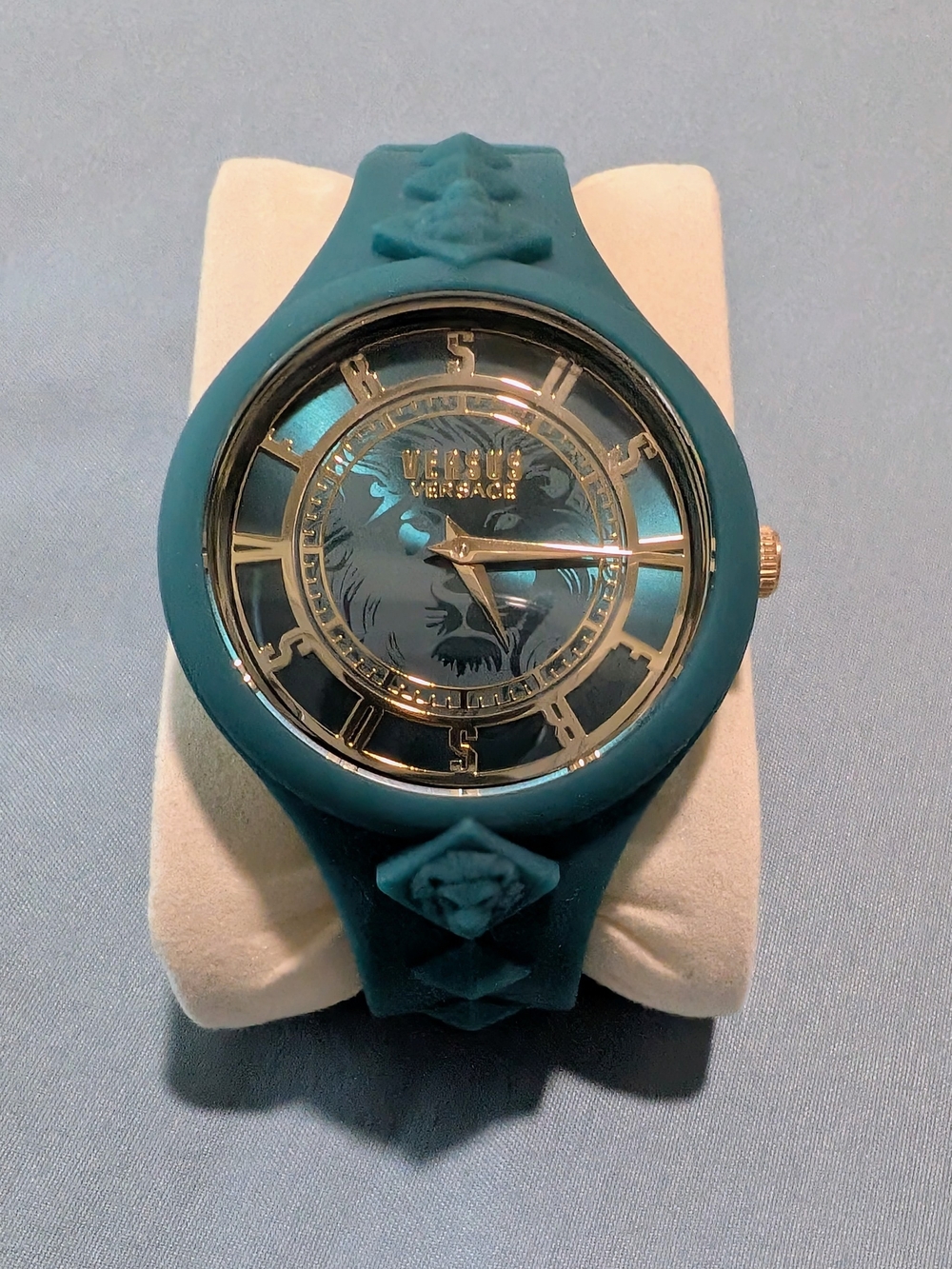 Versus Versace Teal Silicone Watch with Gold Backing